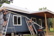 Catching Water Off Our SHIPPING CONTAINER HOME!